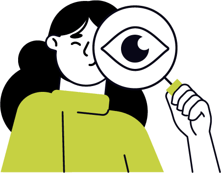 illuatration of person with a magnifying glass